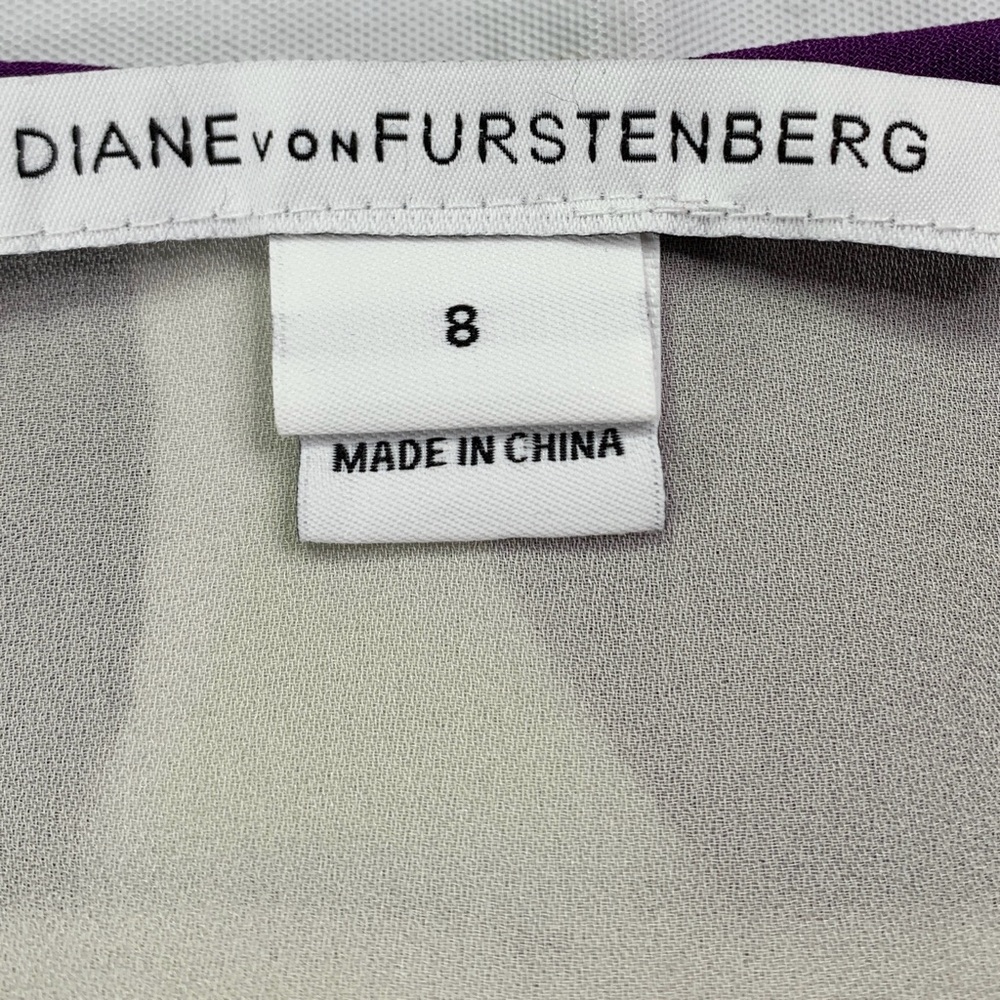Diane Von Furstenberg Silk Mini Dress Purple Mint Retro Dot Drop Waist Size 8 - Picture 15 of 16